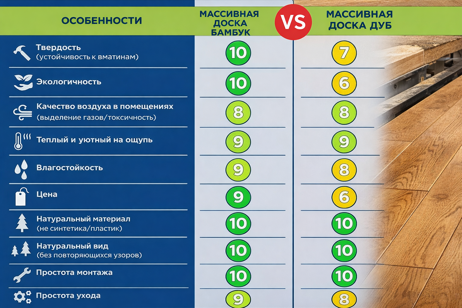 Сравнение напольных покрытий массивная доска дуб и ламинат