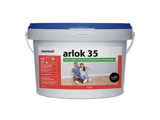 Водно-дисперсионный клей Arlok 35, банка 1,3 кг (~ 4 m2  )