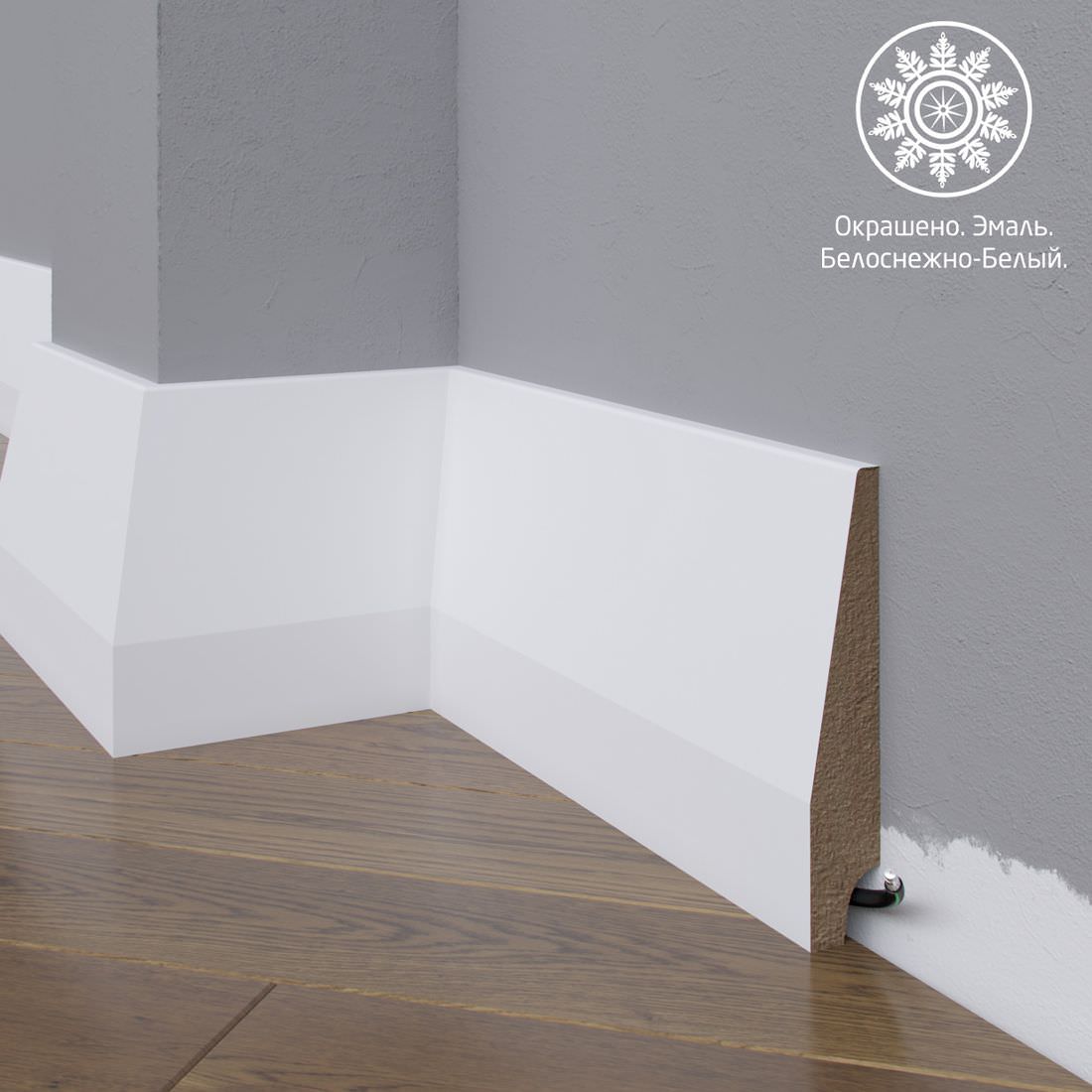 Плинтус Astra Decor МДФ 28-185-22 Белая эмаль