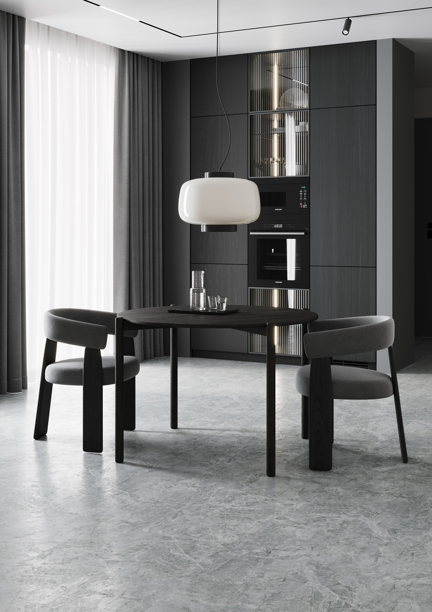 Кварц-виниловая плитка Fargo Stone LVT Травертин Арктический 48116-01 фаска