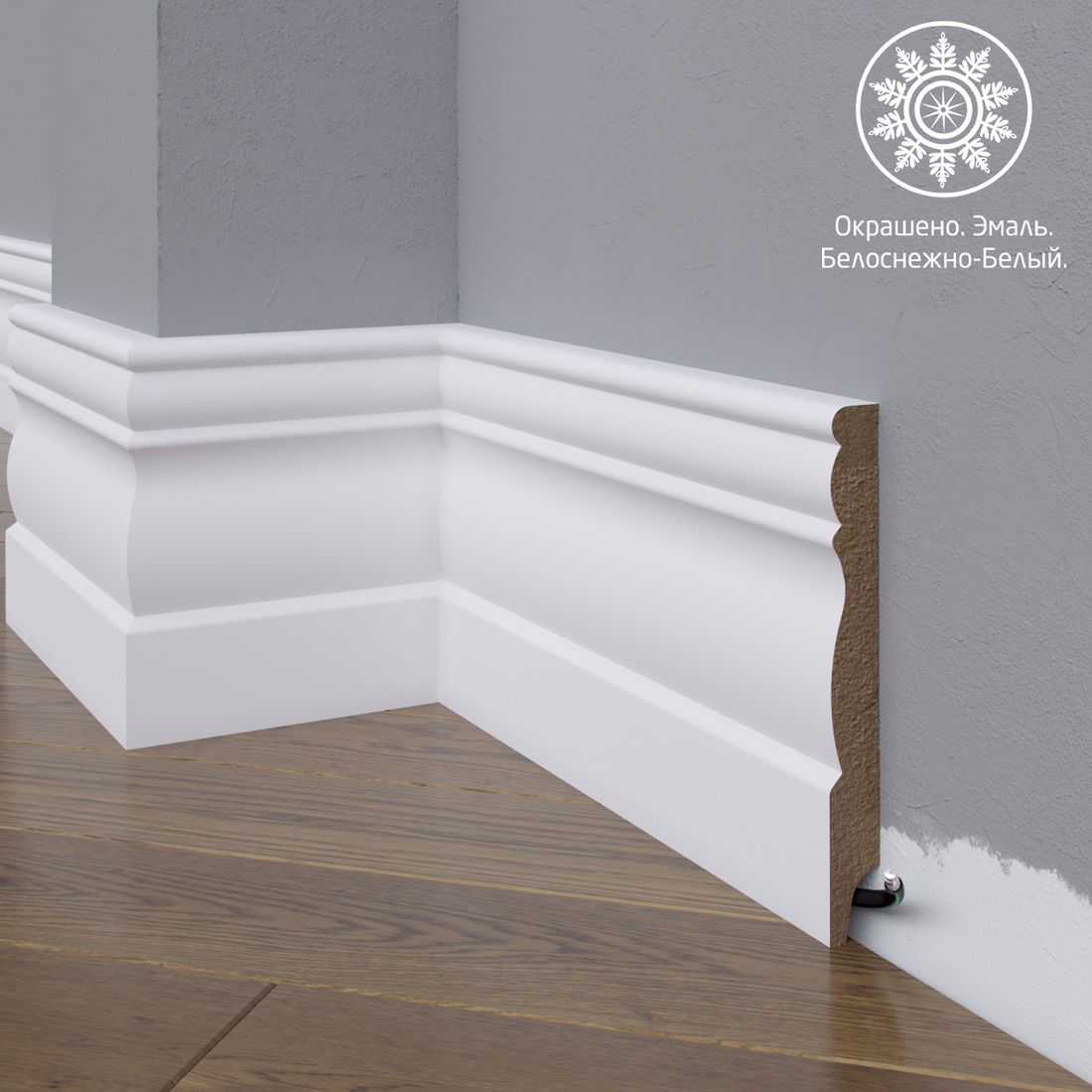 Плинтус Astra Decor МДФ 24-120-16 Белая эмаль
