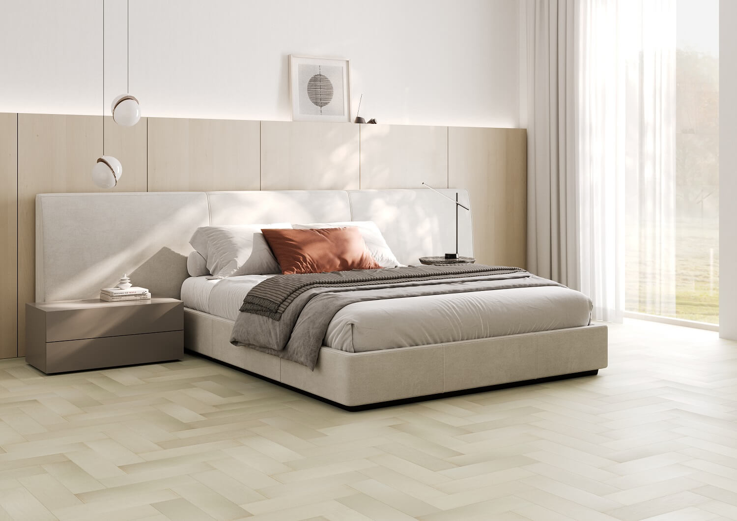 Кварцевый паркет Quartz Parquet Штучный паркет Клён Американский Белый 44-400-56 5/0,6 мм
