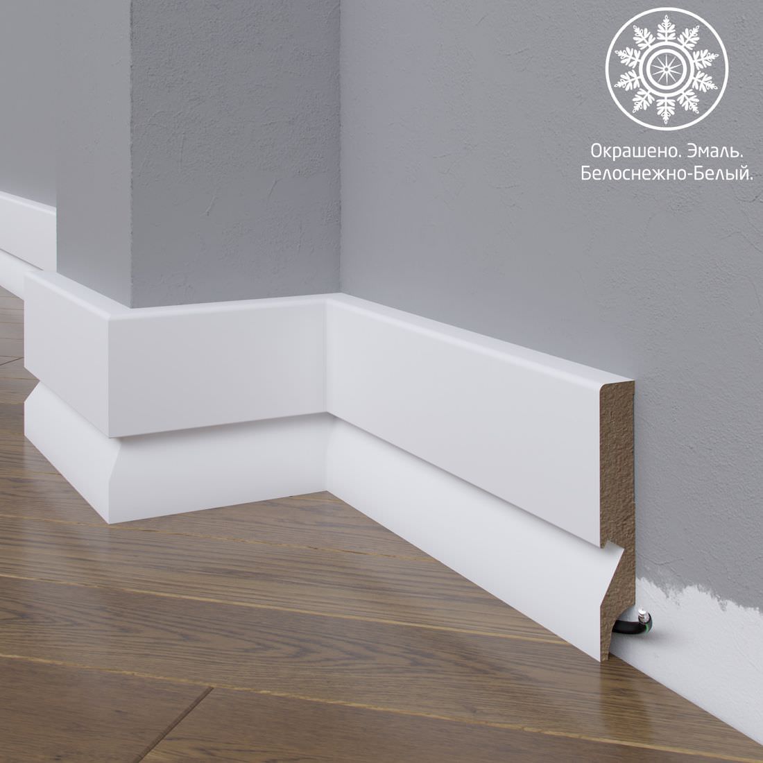 Плинтус Astra Decor МДФ 29-136-18 Белая эмаль