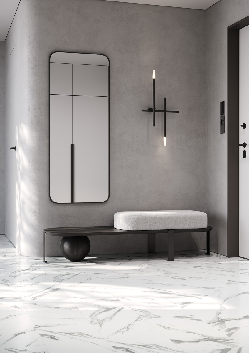 Кварц-виниловая плитка Fargo Stone LVT Мрамор Калакатта 48105-02 фаска