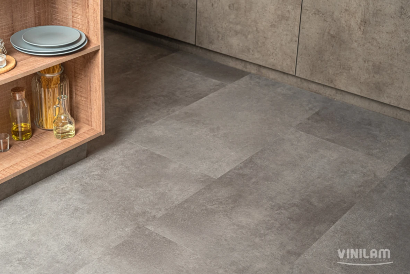 Плитка Vinilam CERAMO STONE 8 мм 71610 Цемент Cтальной (пробковая подложка)