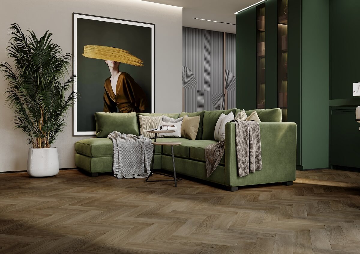 Кварцевый ламинат Fargo Herringbone Дуб Монако 44-63W948