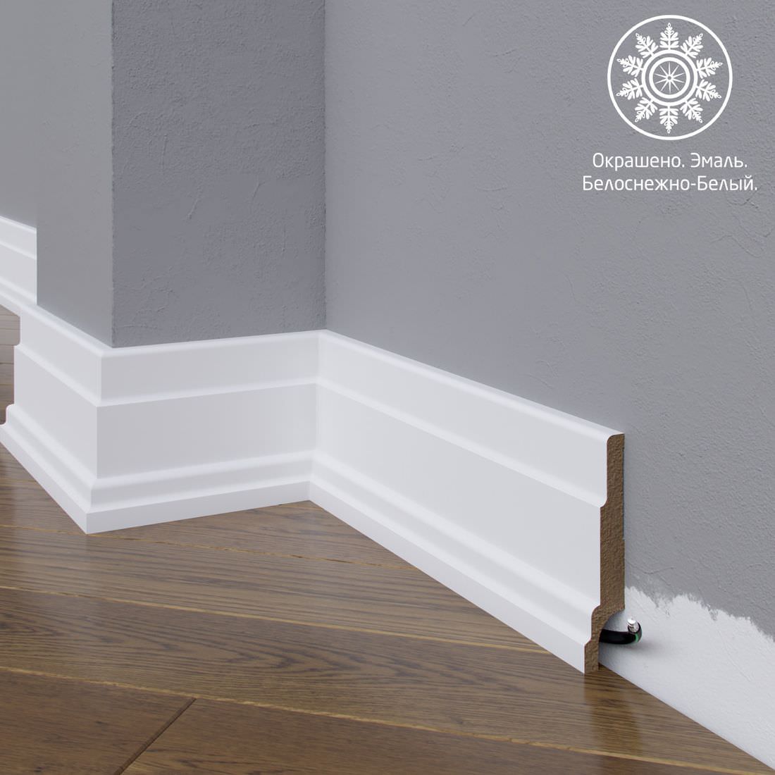Плинтус Astra Decor МДФ 08-136-16 Белая эмаль