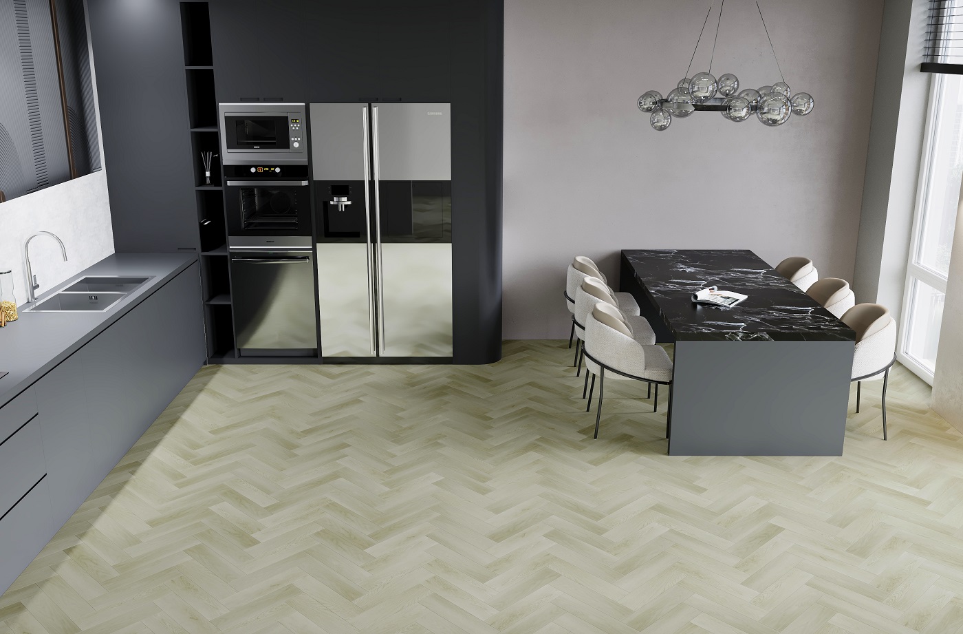 Кварцевый ламинат Fargo Herringbone Дуб Бирмингем 44-6191-4
